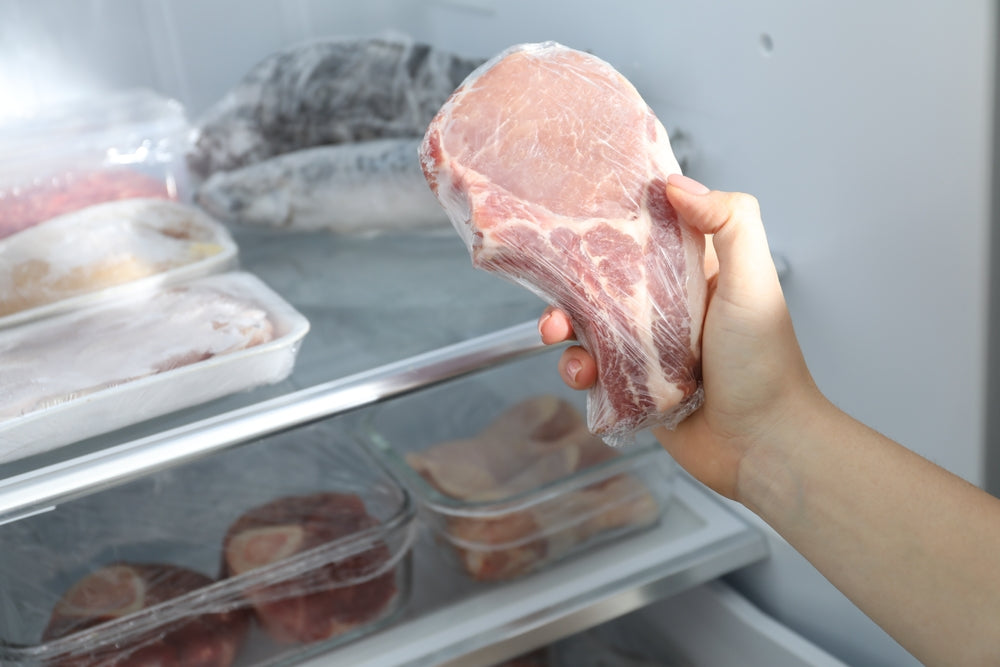 frozen meat marinated meat in fridge